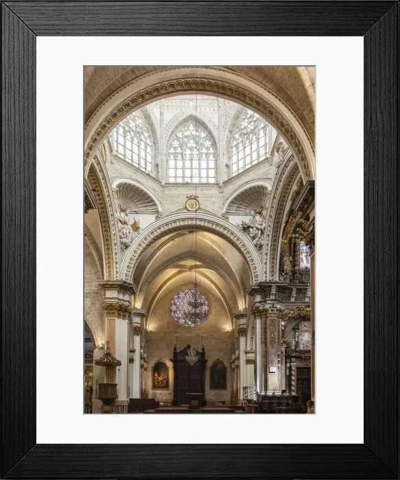 Framed Print : Spain, Comunidad Valenciana, Valencia, Lateral view of the cross vault of the Cathedral