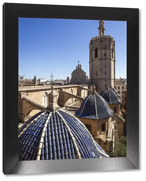 Spain, Comunidad Valenciana, Valencia, Domes from the roof of the Cathedral