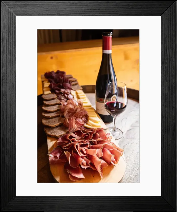 Framed Print : Switzerland, Canton of Valais, Saillon, Wine-tasting with local products at Gerard Framed Print : Switzerland, Canton of Valais, Saillon, Wine-tasting with local products at Gerard