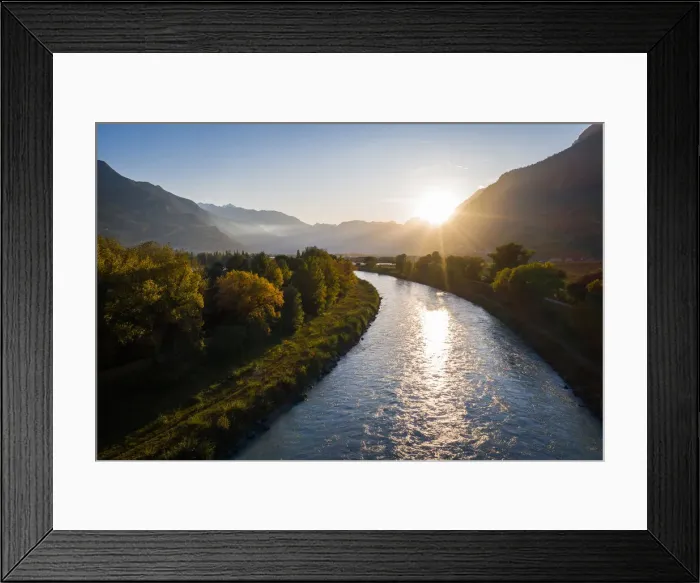 Framed Print : Switzerland, Canton of Valais, Leytron, Drone view of Rhone Framed Print : Switzerland, Canton of Valais, Leytron, Drone view of Rhone