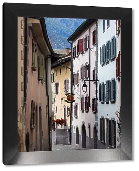 Switzerland, Canton of Valais, Saillon, A small street in the old village of Saillon