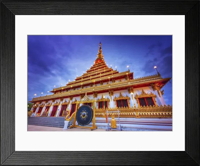 Framed Print : Thailand, Isan, Khon Kaen, Wat Nong Wan illuminated at night Framed Print : Thailand, Isan, Khon Kaen, Wat Nong Wan illuminated at night