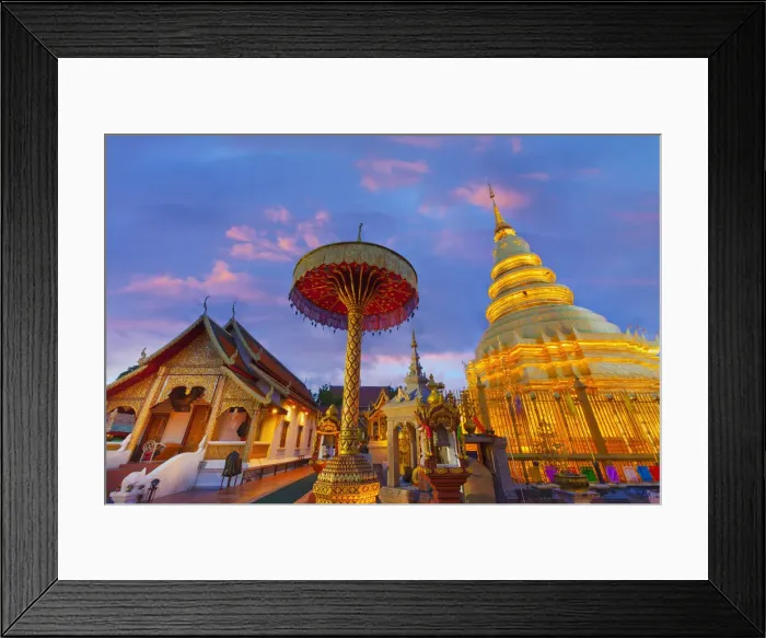 Framed Print : Thailand, Lamphun, Wat Phrathat Haripunchai Woramahawihan, temple at dusk Framed Print : Thailand, Lamphun, Wat Phrathat Haripunchai Woramahawihan, temple at dusk