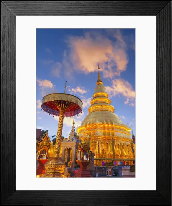 Framed Print : Thailand, Lamphun, Wat Phrathat Haripunchai Woramahawihan, temple at dusk Framed Print : Thailand, Lamphun, Wat Phrathat Haripunchai Woramahawihan, temple at dusk