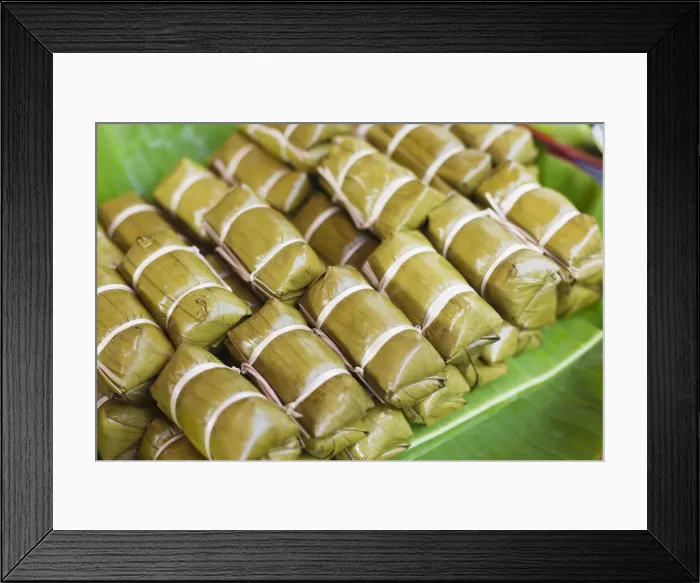 Framed Print : Thailand, Chiang mai, Sticky rice for sale at Thai market stall Framed Print : Thailand, Chiang mai, Sticky rice for sale at Thai market stall