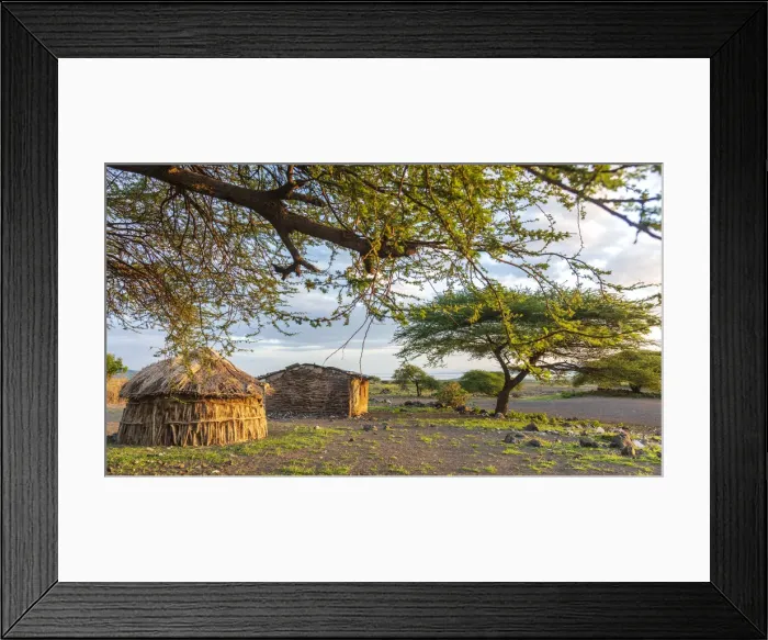 Framed Print : africa, Tanzania, Natron Lake area. A boma in the morning light Framed Print : africa, Tanzania, Natron Lake area. A boma in the morning light