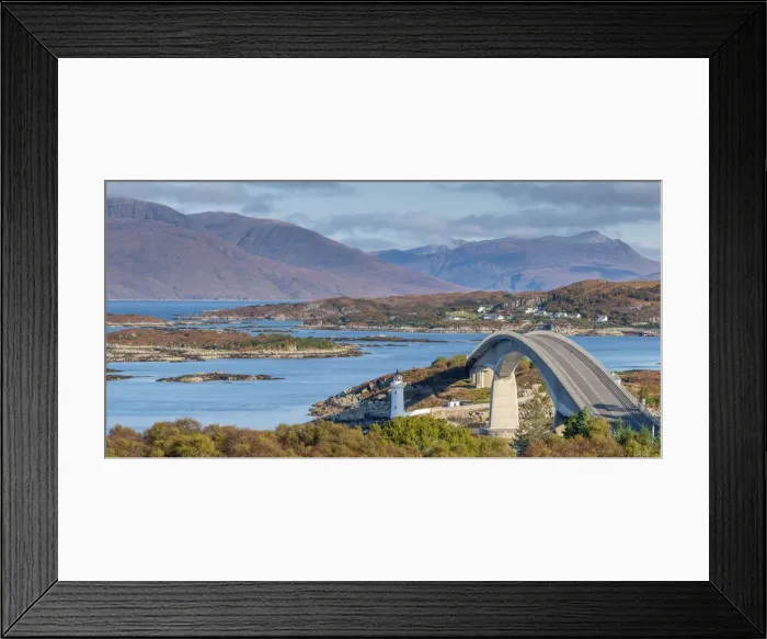 Framed Print : UK, Scotland, Highland, Isle of Skye, Skye Bridge and Kyle Lighthouse on Eilean Ban Framed Print : UK, Scotland, Highland, Isle of Skye, Skye Bridge and Kyle Lighthouse on Eilean Ban