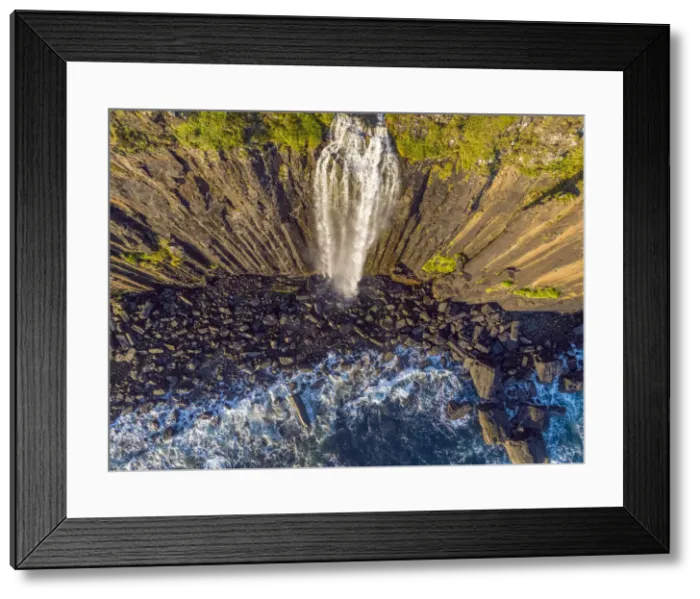 Framed Print : UK, Scotland, Highland, Isle of Skye, Trotternish Peninsula, Kilt Rock Falls (Drone View) Framed Print : UK, Scotland, Highland, Isle of Skye, Trotternish Peninsula, Kilt Rock Falls (Drone View)