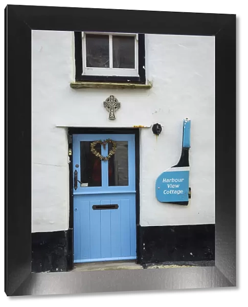 Door to old cottage, Polperro, Cornwall, England, UK