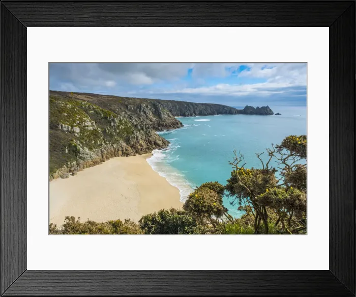 Framed Print : Porthcurno beach, Cornwall, England, UK