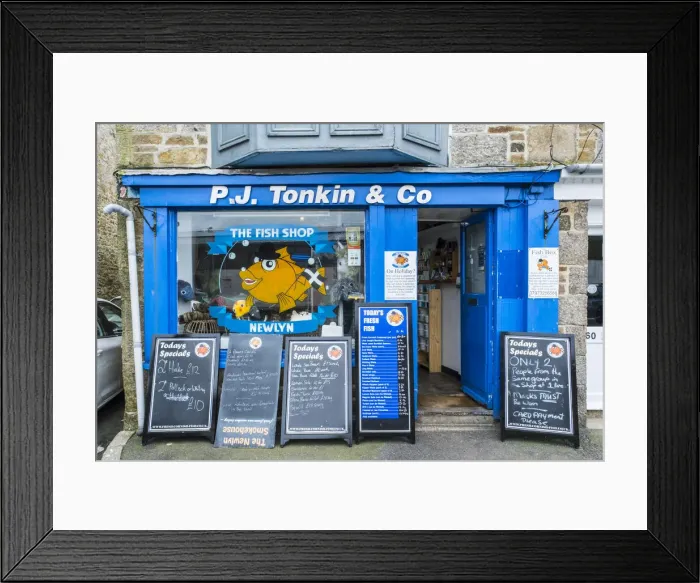 Framed Print : Fish Shop, Newlyn, Penzance, Cornwall, England, UK Framed Print : Fish Shop, Newlyn, Penzance, Cornwall, England, UK