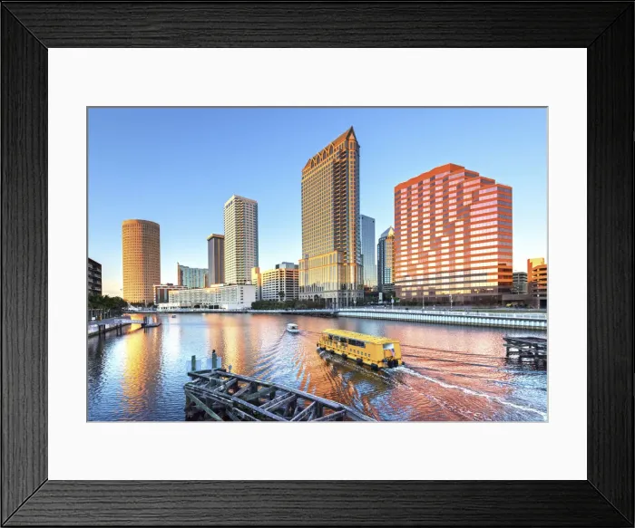 Framed Print : USA, Florida, Tampa, Hillsborough River, Downtown, Water Taxi