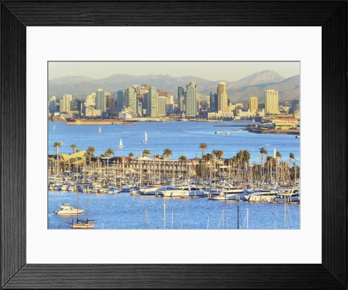 Framed Print : City skyline and harbor view, San Diego, California, USA Framed Print : City skyline and harbor view, San Diego, California, USA