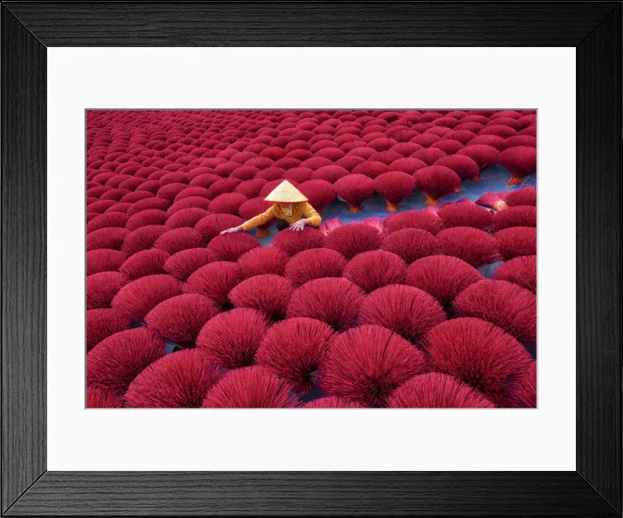 Framed Print : Incense workers sits surrounded by thousands of incense sticks in Quang Phu Cau, Hanoi Framed Print : Incense workers sits surrounded by thousands of incense sticks in Quang Phu Cau, Hanoi