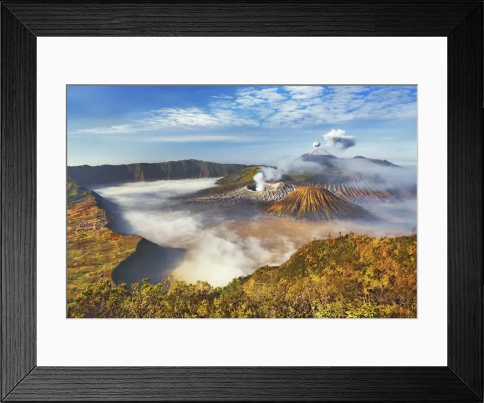 Framed Print : Volcanic landscape with Semeru, Bromo, Batok - Indonesia, Java, Tengger Caldera Framed Print : Volcanic landscape with Semeru, Bromo, Batok - Indonesia, Java, Tengger Caldera
