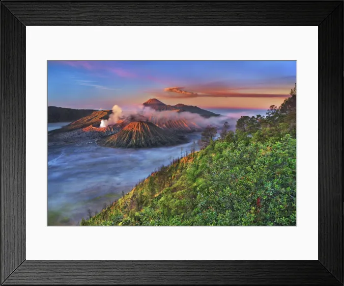 Framed Print : Volcanic landscape with Semeru, Bromo, Batok - Indonesia, Java, Tengger Caldera Framed Print : Volcanic landscape with Semeru, Bromo, Batok - Indonesia, Java, Tengger Caldera