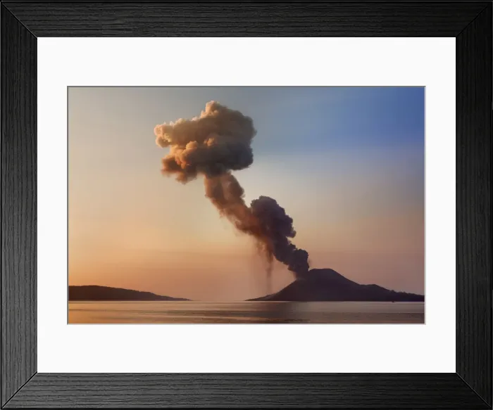 Framed Print : Volcano eruption Krakatau with ash cloud - Indonesia, Java, Sunda Strait, Anak Krakatau Framed Print : Volcano eruption Krakatau with ash cloud - Indonesia, Java, Sunda Strait, Anak Krakatau