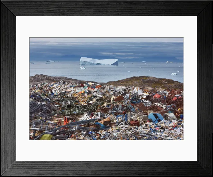 Framed Print : Waste dump near Ilulissat with icebergs - Greenland, Qsuitsup, Ilulissat Framed Print : Waste dump near Ilulissat with icebergs - Greenland, Qsuitsup, Ilulissat