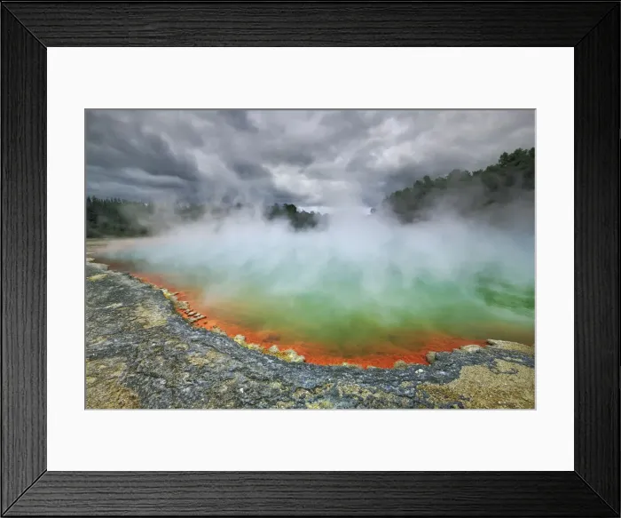 Framed Print : Hot spring Champagne Pool - New Zealand, North Island, Bay of Plenty, Waiotapu
