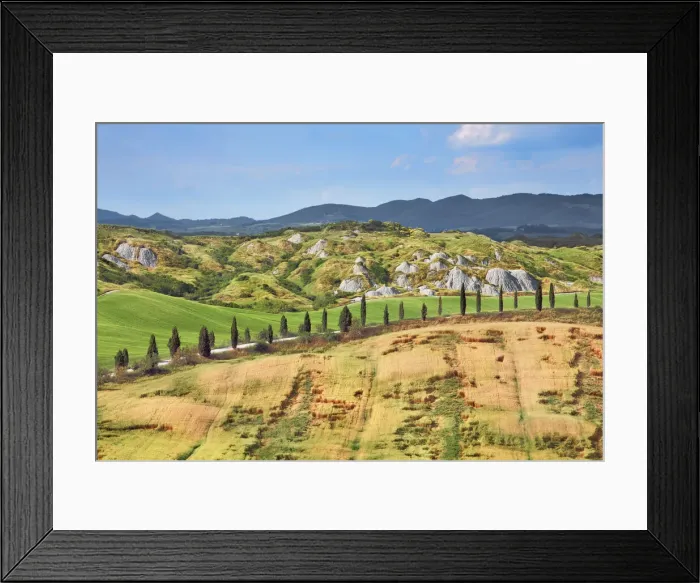 Framed Print : Cultural landscape in Tuscany - Italy, Tuscany, Siena, Crete, Arbia, Leonina