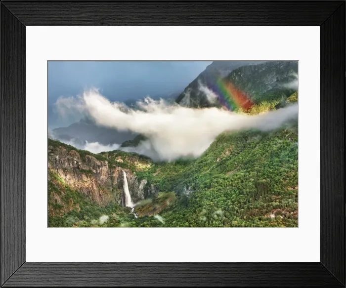 Framed Print : Waterfall Feigumfossen and rainbow - Norway, Sogn og Fjordane, Sognefjord, Feigumfossen Framed Print : Waterfall Feigumfossen and rainbow - Norway, Sogn og Fjordane, Sognefjord, Feigumfossen