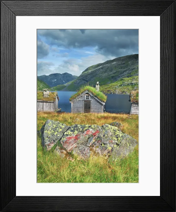 Framed Print : Mountain huts - Norway, Sogn og Fjordane, Sognefjord, north of Dragsvik Framed Print : Mountain huts - Norway, Sogn og Fjordane, Sognefjord, north of Dragsvik