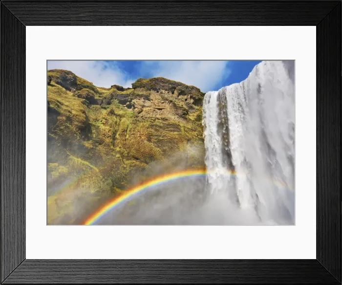 Framed Print : Waterfall Skogafoss with rainbow - Iceland, Southern Region, Skogafoss
