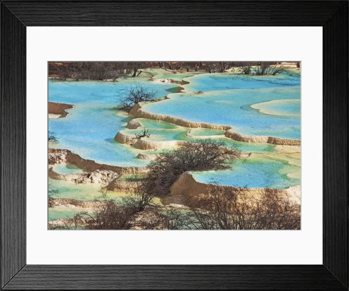 Framed Print : Travertine terrace in HuangLong - China, Sichuan, Huanglong, Multicoloured Pond Framed Print : Travertine terrace in HuangLong - China, Sichuan, Huanglong, Multicoloured Pond