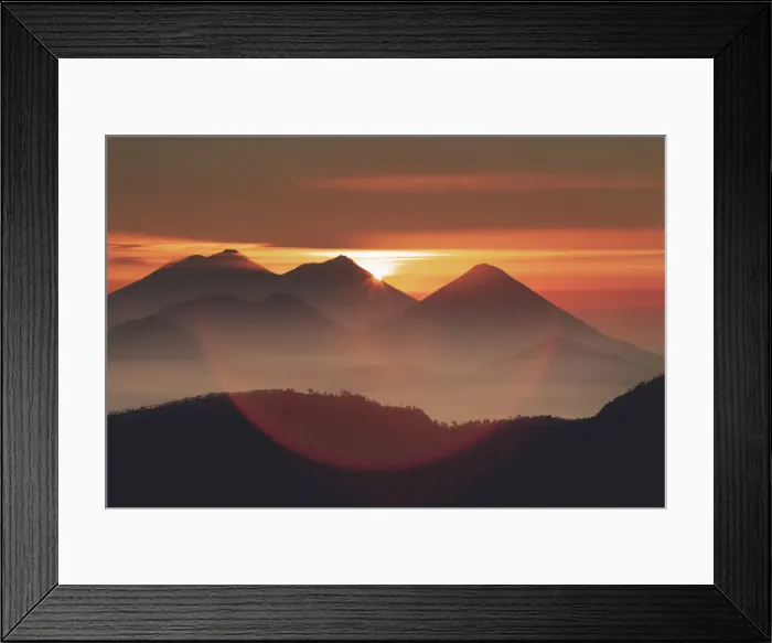 Framed Print : volcanoes Acatenango, Fuego, Atitlan - Guatemala, Quezaltenango, Santa Maria