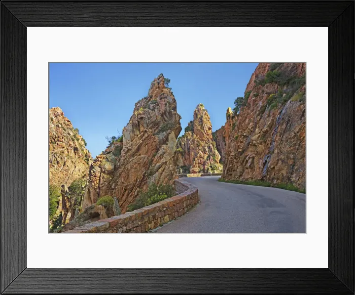 Framed Print : Rock landscape at Calanche de Piana - France, Corsica, Corse du Sud, Calanche de Piana