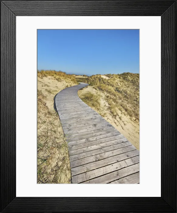 Framed Print : Boardwalk through dunes - Germany, Schleswig-Holstein, North Frisia, Amrum, Kniepsand