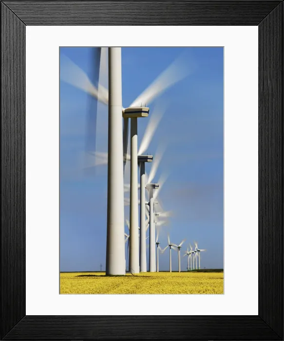 Framed Print : Wind energy plant in rape field - Germany, Schleswig-Holstein, North Frisia, Südtondern, Niebüll, Klanxbüll Framed Print : Wind energy plant in rape field - Germany, Schleswig-Holstein, North Frisia, Südtondern, Niebüll, Klanxbüll