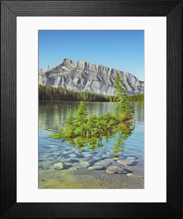 Framed Print : island in Two Jack Lake with Mount Rundle - Canada, Alberta, Banff National Park Framed Print : island in Two Jack Lake with Mount Rundle - Canada, Alberta, Banff National Park