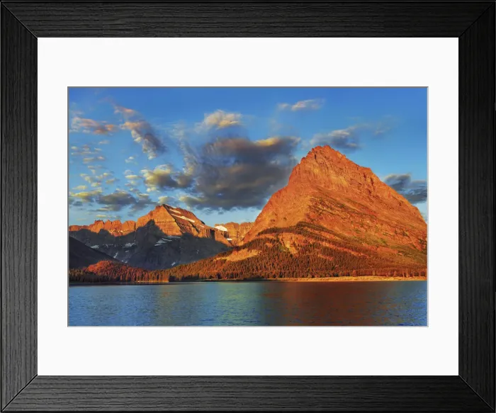 Framed Print : Swiftcurrent Lake with Mount Grinnell - USA, Montana, Glacier National Park, Many Glacier