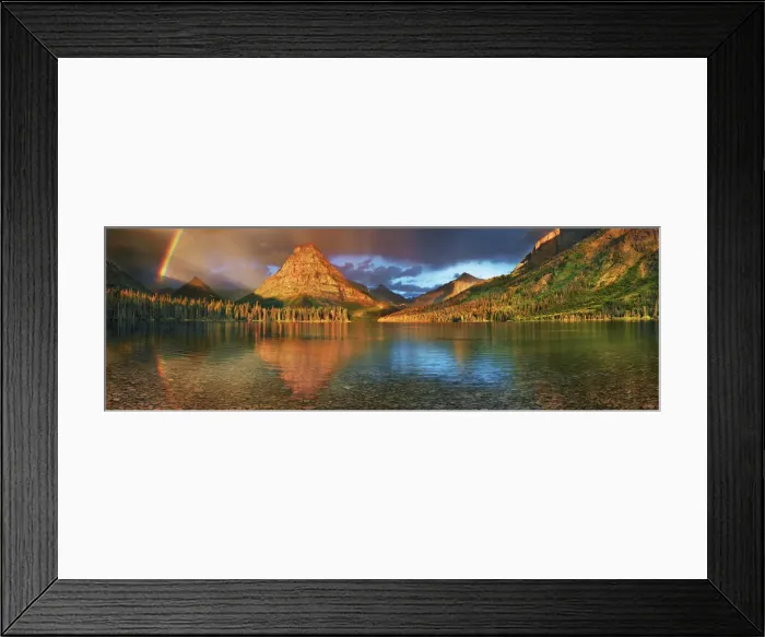 Framed Print : rainbow at Two Medicine Lake with Sinopah Mountain - USA, Montana, Glacier National Park Framed Print : rainbow at Two Medicine Lake with Sinopah Mountain - USA, Montana, Glacier National Park