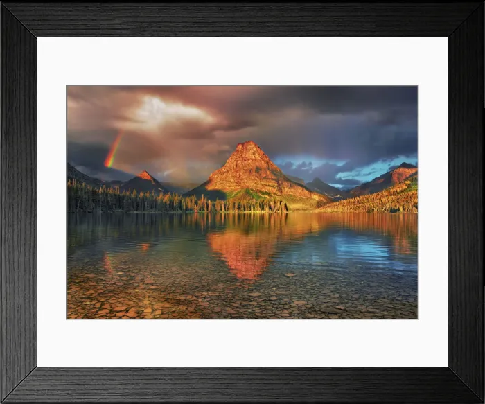 Framed Print : rainbow at Two Medicine Lake with Sinopah Mountain - USA, Montana, Glacier National Park Framed Print : rainbow at Two Medicine Lake with Sinopah Mountain - USA, Montana, Glacier National Park