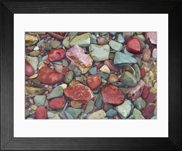 Framed Print : Brook impression with colourful stones - USA, Montana, Glacier National Park