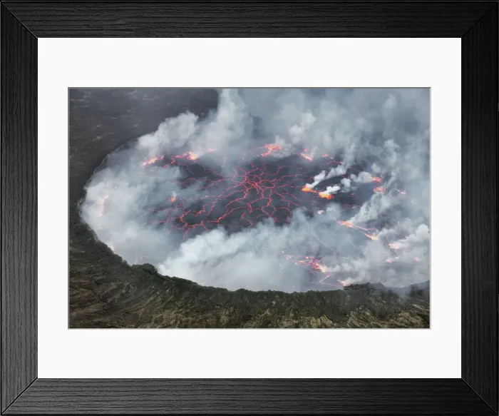Framed Print : Lava lake Nyiragongo with glowing lava - Congo, Democratic Republic, North Kivu Framed Print : Lava lake Nyiragongo with glowing lava - Congo, Democratic Republic, North Kivu