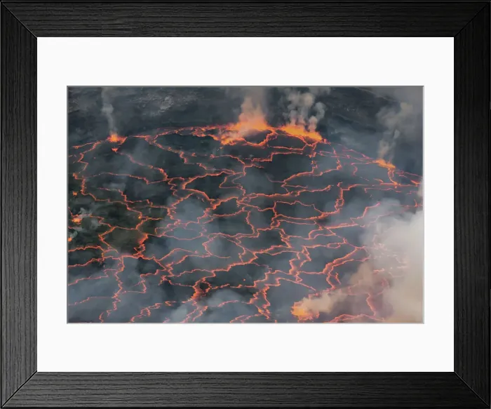 Framed Print : Lava lake Nyiragongo with lava meltings and fountains - Congo, Democratic Republic