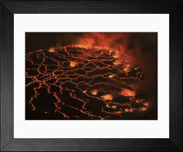 Framed Print : Lava lake Nyiragongo with lava meltings and fountains - Congo, Democratic Republic