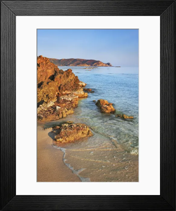 Framed Print : Ocean coast with rocks at Elafonisi Beach - Greece, Crete, Chania, Elafonisi