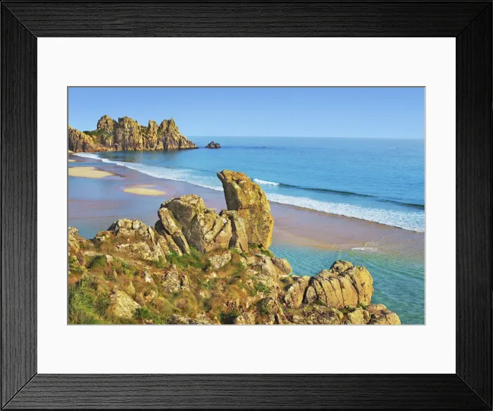 Framed Print : Coast landscape at Pednvounder Beach - United Kingdom, England, Cornwall, Porthcurno Framed Print : Coast landscape at Pednvounder Beach - United Kingdom, England, Cornwall, Porthcurno