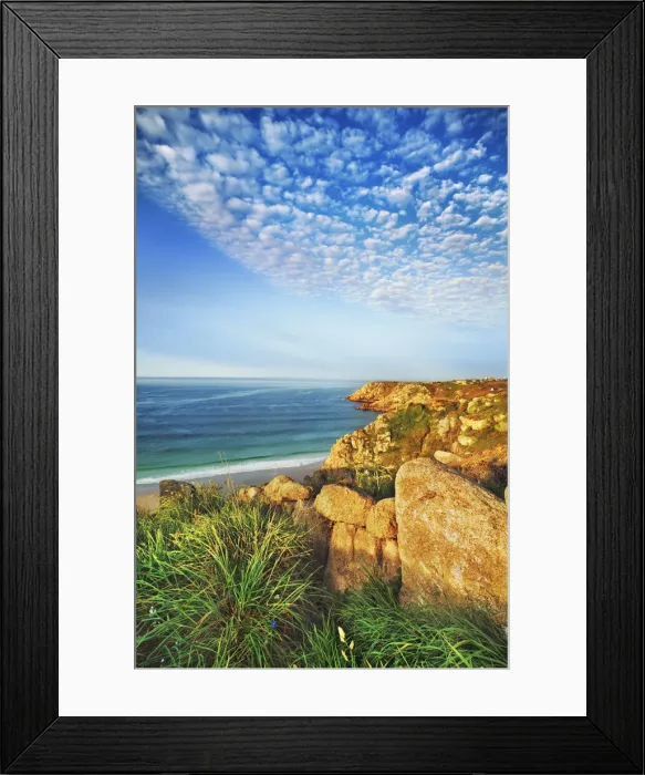 Framed Print : Cliff landscape at Pednvounder Beach - United Kingdom, England, Cornwall, Porthcurno Framed Print : Cliff landscape at Pednvounder Beach - United Kingdom, England, Cornwall, Porthcurno