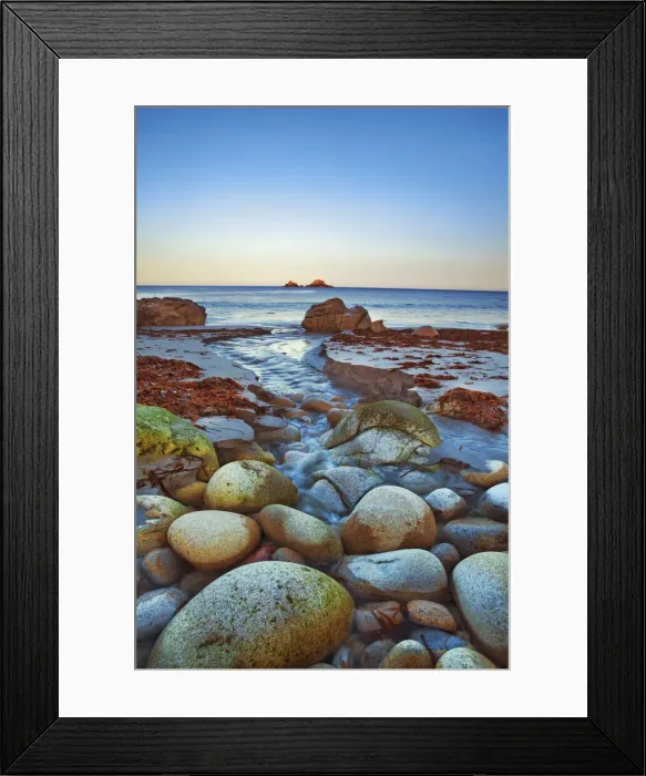 Framed Print : Sand beach with stones at Porth Nanven - United Kingdom, England, Cornwall, Saint Just Framed Print : Sand beach with stones at Porth Nanven - United Kingdom, England, Cornwall, Saint Just