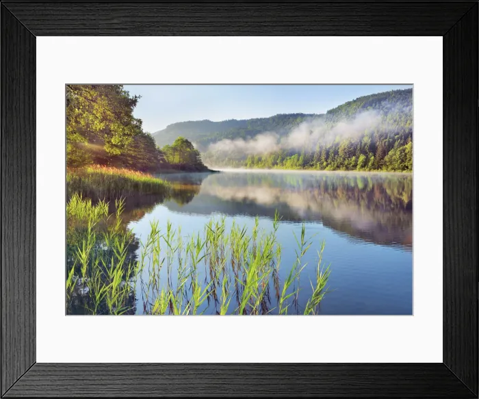 Framed Print : Water landscape with fog at Rauschelesee - Austria, Carinthia, Klagenfurt Framed Print : Water landscape with fog at Rauschelesee - Austria, Carinthia, Klagenfurt