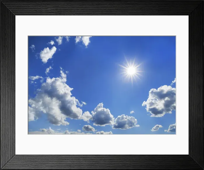 Framed Print : Cloud mood with sun - Germany, Bavaria, Upper Bavaria, Munich, Taufkirchen