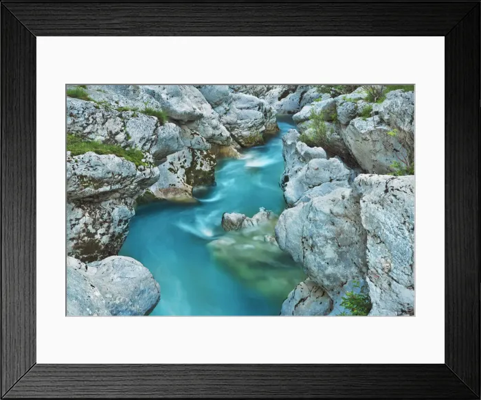 Framed Print : Stone structure in river Soca - Slovenia, Primorska, Soca, Trenta - Alps, Julian Alps Framed Print : Stone structure in river Soca - Slovenia, Primorska, Soca, Trenta - Alps, Julian Alps