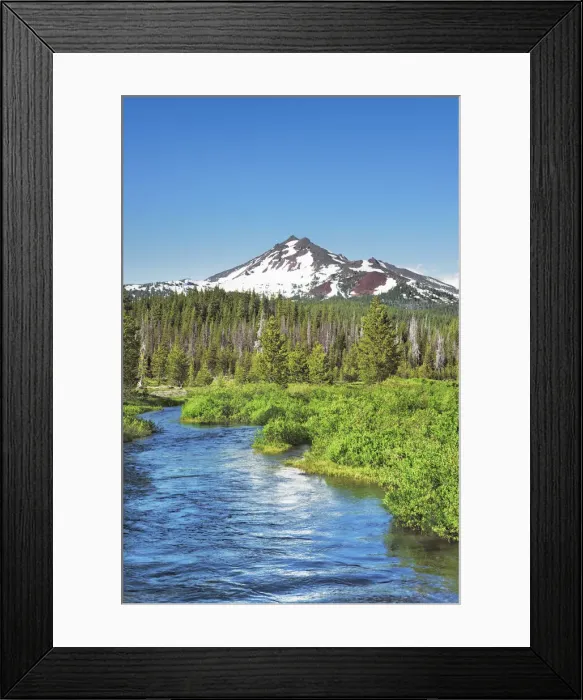 Framed Print : Mountain brook at Sparks Lake with Three Sisters - USA, Oregon, Deschutes, Cascade Lakes Framed Print : Mountain brook at Sparks Lake with Three Sisters - USA, Oregon, Deschutes, Cascade Lakes