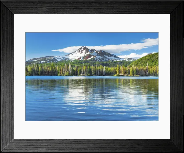 Framed Print : Mountain lake Sparks Lake with Three Sisters - USA, Oregon, Deschutes, Cascade Lakes Framed Print : Mountain lake Sparks Lake with Three Sisters - USA, Oregon, Deschutes, Cascade Lakes