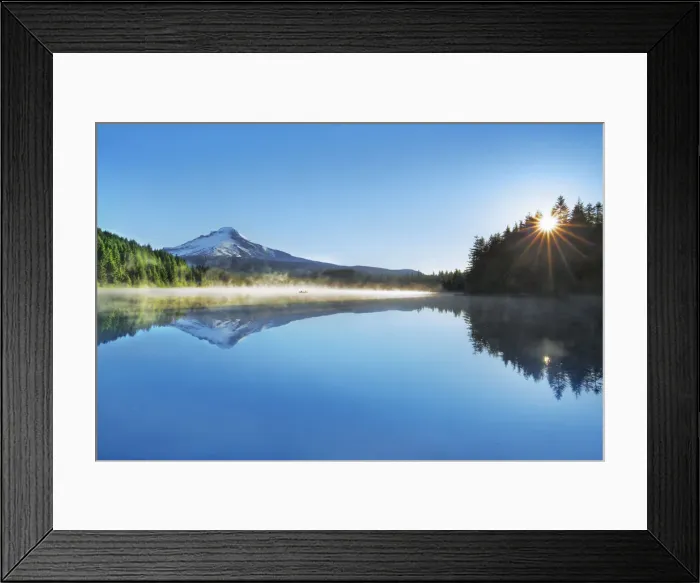 Framed Print : Water impression mirroring of Mount Hood in Trillium Lake - USA, Oregon, Clackamas Framed Print : Water impression mirroring of Mount Hood in Trillium Lake - USA, Oregon, Clackamas